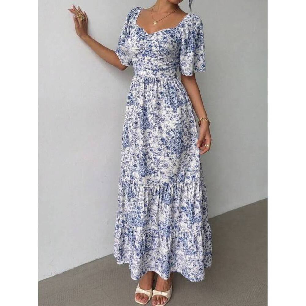 Selianne Short Sleeve Beach Music Festival Ditsy Floral Maxi Dre - Picture 6 of 6